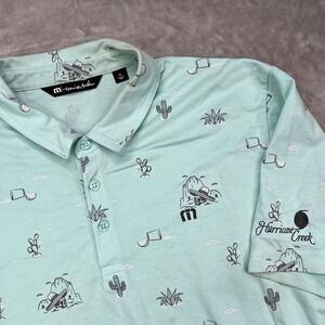 Travis Mathew Polo Shirt‎ Men's XL Blue All The Tacos Performance Skull Cactus